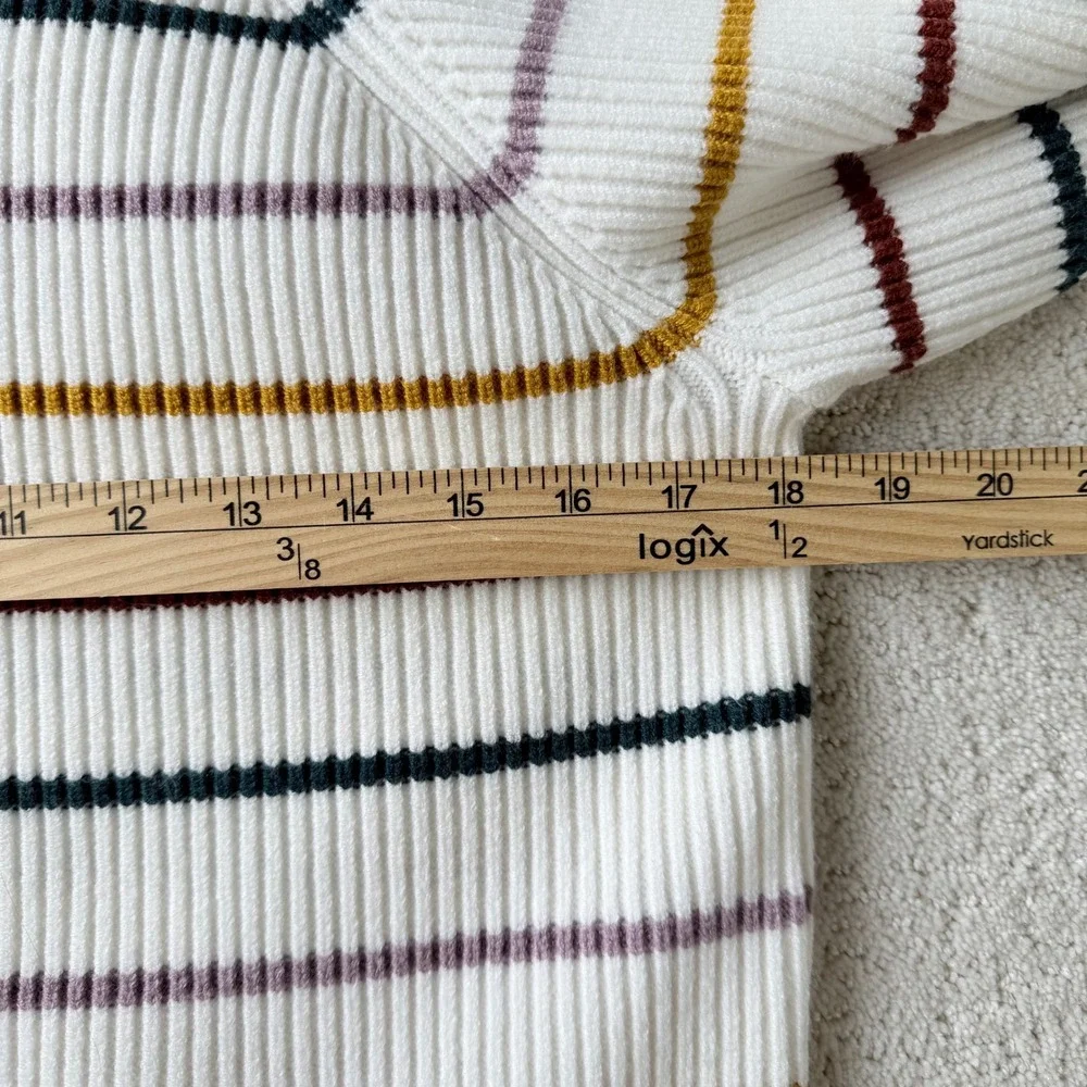 SAYLOR Keane Puff Sleeve Striped Knit Sweater‎ Cream Size L